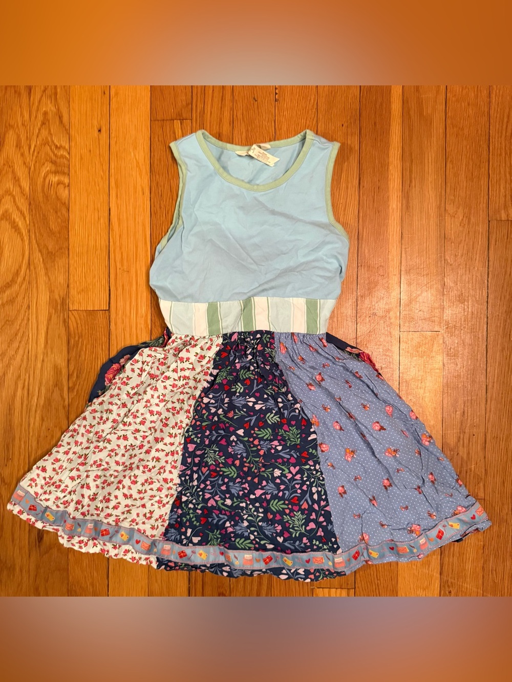Matilda Jane twirly dress with patchwork skirt size 8
